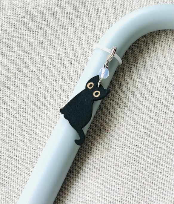 日傘にも★アンブレラマーカー・ペットボトルマーカー★黒い子ネコ 2枚目の画像