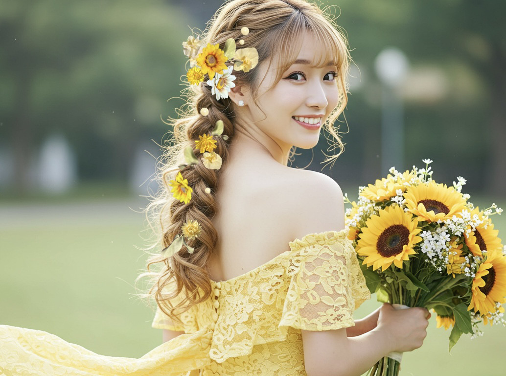 髪飾り ひまわり 向日葵 結婚式 成人式 サンフラワー スイートピー ヘアアクセサリー ヘッドドレス ドライフラワー