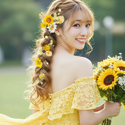 ヘッドドレス 髪飾り ウェディング 成人式 水色 ローズ 薔薇 ヘア