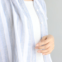 ラクなのに品よく着こなせる　リネン100％　ストライプブラウス　トップス  240624-1 11枚目の画像