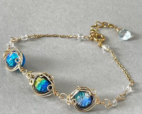 ブラッドショットアイオライトのブレス　14kgfワイヤーラップ ブラッドショットアイオライトのブレス 14kgfワイヤーラップ 再販