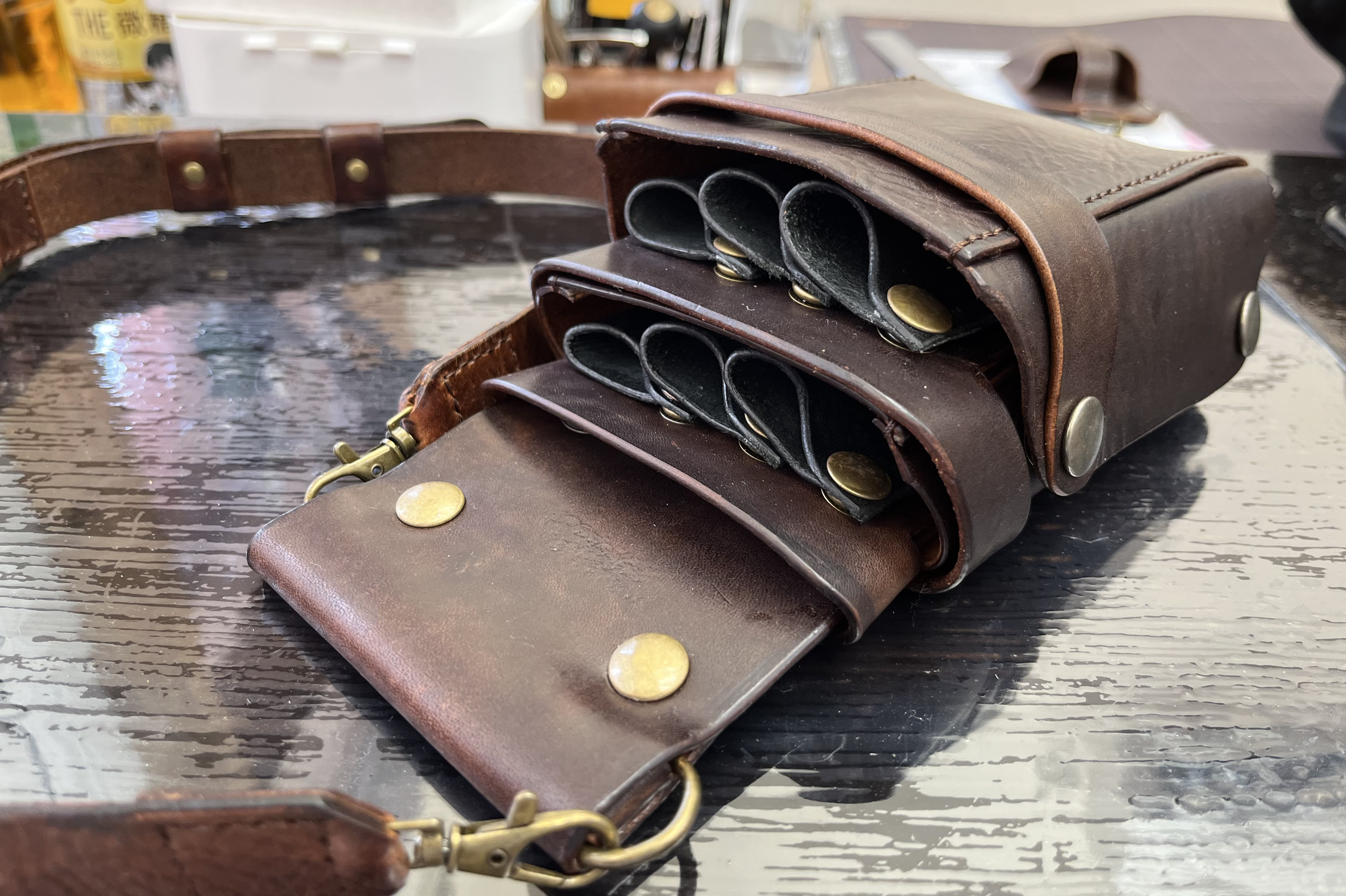 タニラーケース オレンジ イタリアンレザー フローリストケース