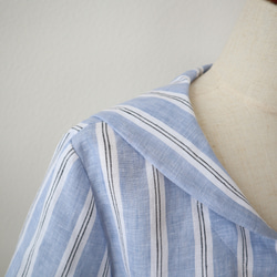 送料無料　受注S~LL上質な先染めリネン100%  ストライプセーラーブラウス 6枚目の画像