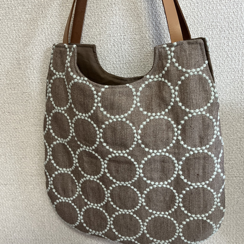 ミナペルホネンtambourine しずくバックL size brown × light blue