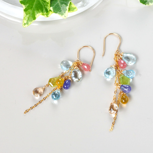 14kgf アクアマリン チェーンピアス ハンドメイド アクセサリー 受注生産】SV925 アクアマリン チェーンピアス – L&Co.