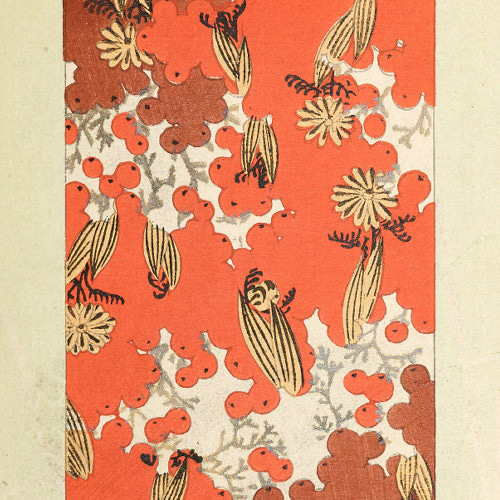 絵画　「赤い実」 NO.600】赤い実の日本画インテリアポスター☆ボタニカルレトロ
