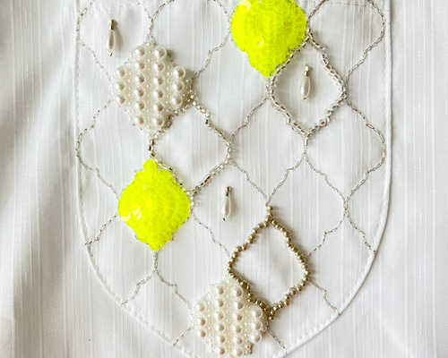 マーレット ZANICA ハンドスモッキング刺繍 フレンチスリーブブラウス 