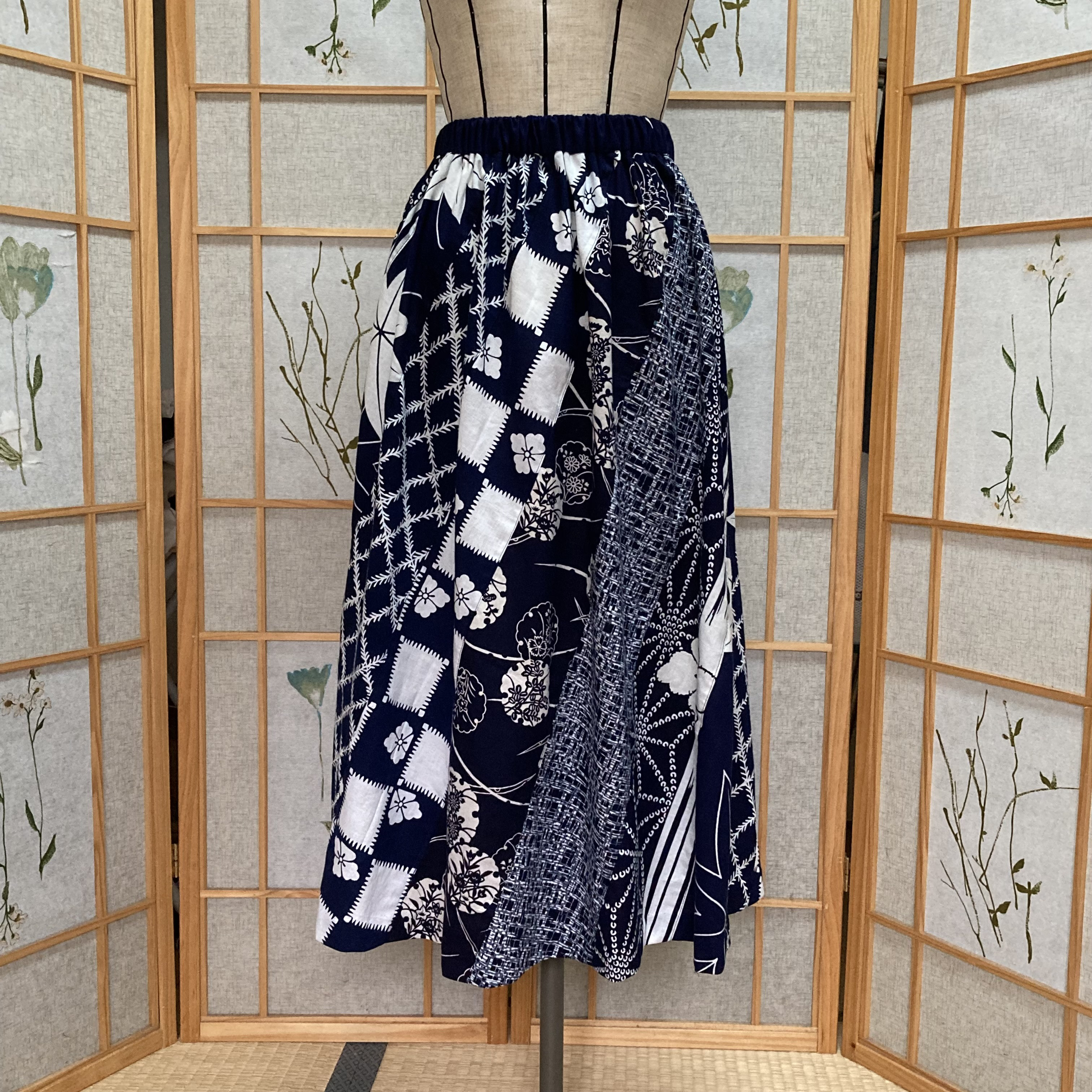 お買い得商店街 キャップスリーブのフレアスカート 着物リメイク ワンピース