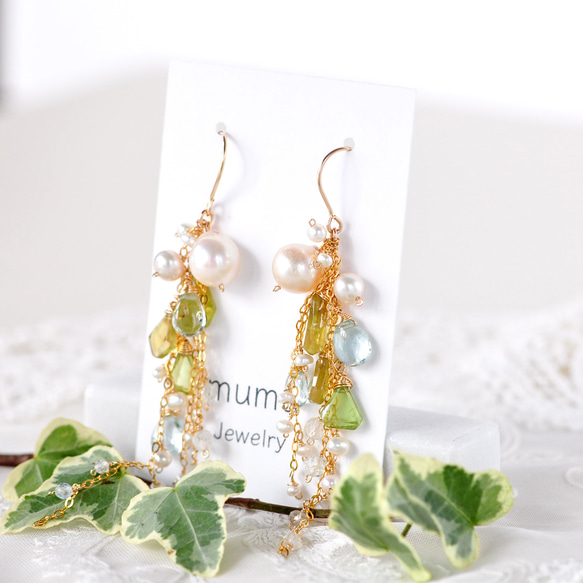 K18・スフェーン・ピアス②・片耳用 ビズー公式】スフェーン K18/PT