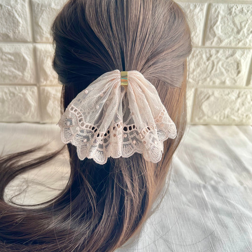 再販17【アイボリー】ナチュラルリボン♡ヘアゴム