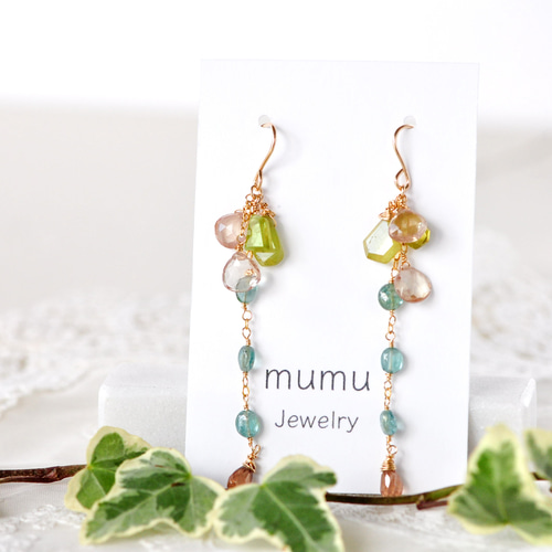 １４kgfフローライトMOPシルバークリスマスキルトピアス 14kgfフローライトMOPシルバークリスマスキルトピアス 14kgfフロー