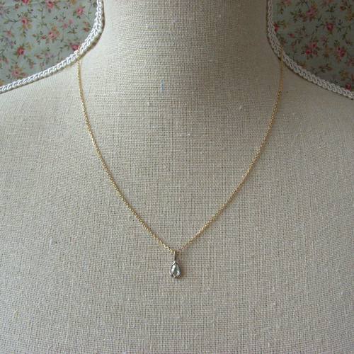 K18YG・WGしずく型ローズカットダイヤモンドネックレス ネックレス