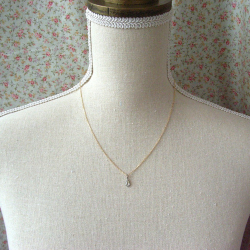 K18YG・WGしずく型ローズカットダイヤモンドネックレス ネックレス