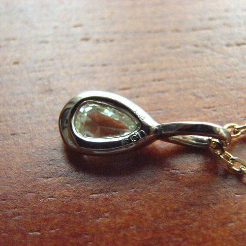 K18YG・WGしずく型ローズカットダイヤモンドネックレス ネックレス