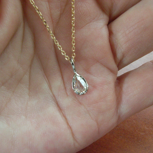 K18YG・WGしずく型ローズカットダイヤモンドネックレス ネックレス