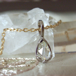 K18YG・WGしずく型ローズカットダイヤモンドネックレス ネックレス