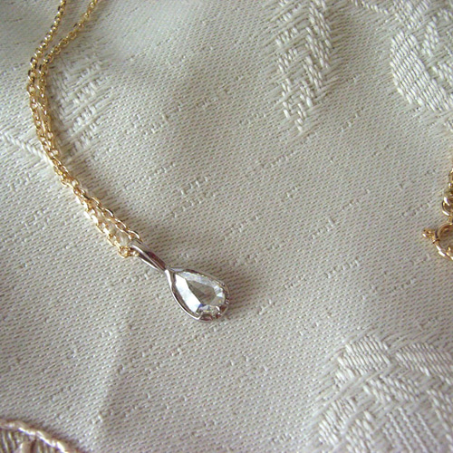 K18YG・WGしずく型ローズカットダイヤモンドネックレス ネックレス