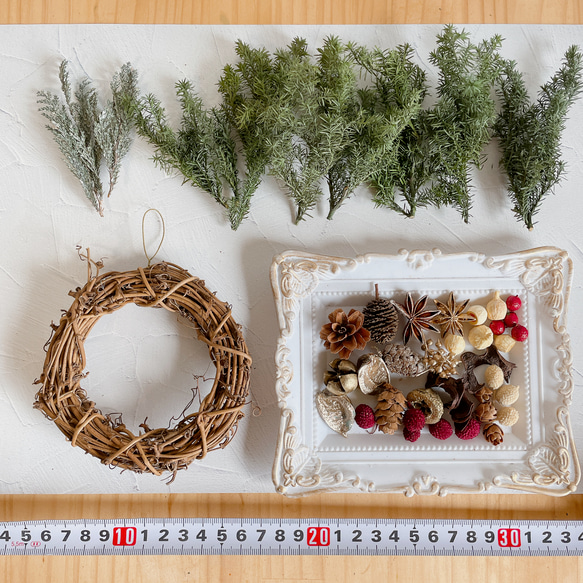 クリスマスリースキット  ハンドメイドキット  手作りキット 15cm B 3枚目の画像