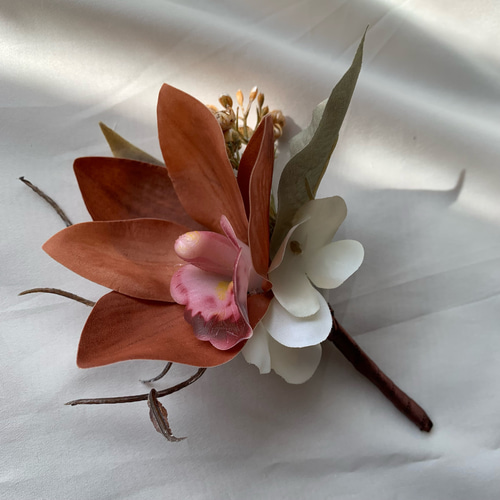 ブラウンシンビジューム♡ドライフラワー風ウェディングブーケ