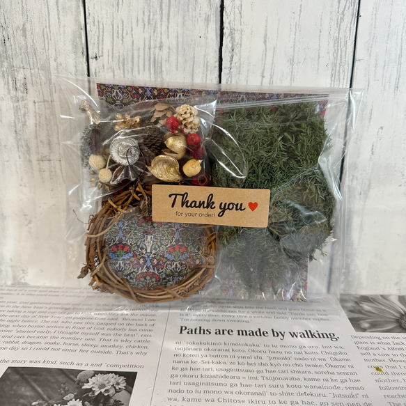 クリスマスリースキット  ハンドメイドキット  手作りキット 15cm D 2枚目の画像