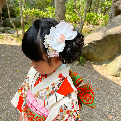 七五三 髪飾り 3歳 7歳 胡蝶蘭 紫陽花 髪かざり 浴衣 夏祭り 753 袴 白