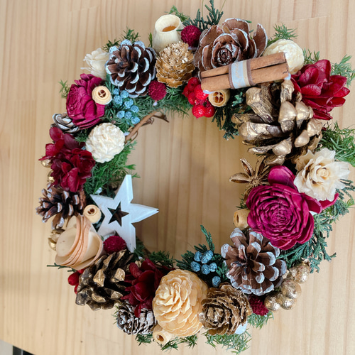 クリスマスリースキット ハンドメイドキット 手作りキット 20cm F