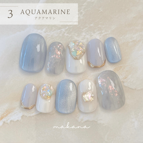 誕生石のシェルnail【1〜6月】 ネイルチップ（つけ爪） makana