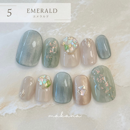 誕生石のシェルnail【1〜6月】 ネイルチップ（つけ爪） makana