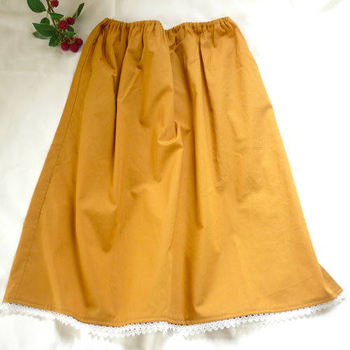 コットンのペチコート♡裾レース 落ち着いたオレンジ その他