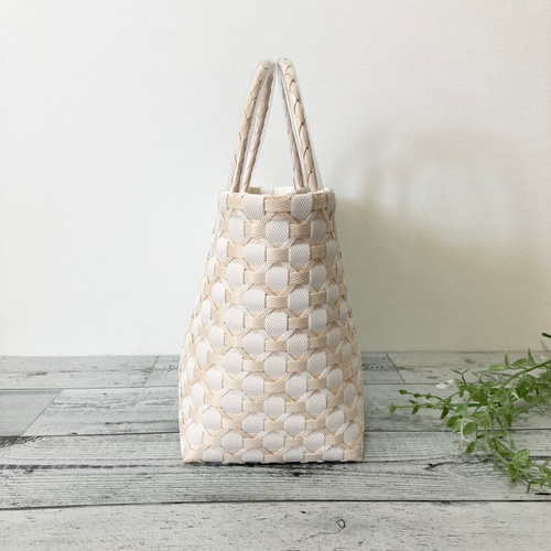 プラカゴバッグ Mサイズ 花柄 オフホワイト プラカゴ ppバンド