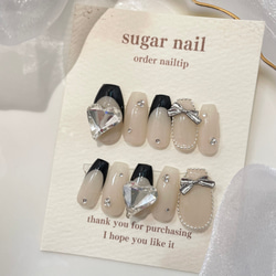 ♡ハートとリボンのシンプルフレンチネイル♡ ネイルチップ　ハンドメイド 5b01585cb96572373b4c79b88b91c1
