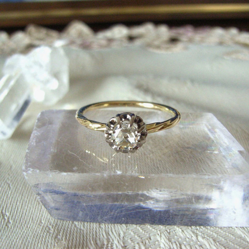 K18YG・WGローズカットダイヤモンドリング サイズ9 指輪・リング