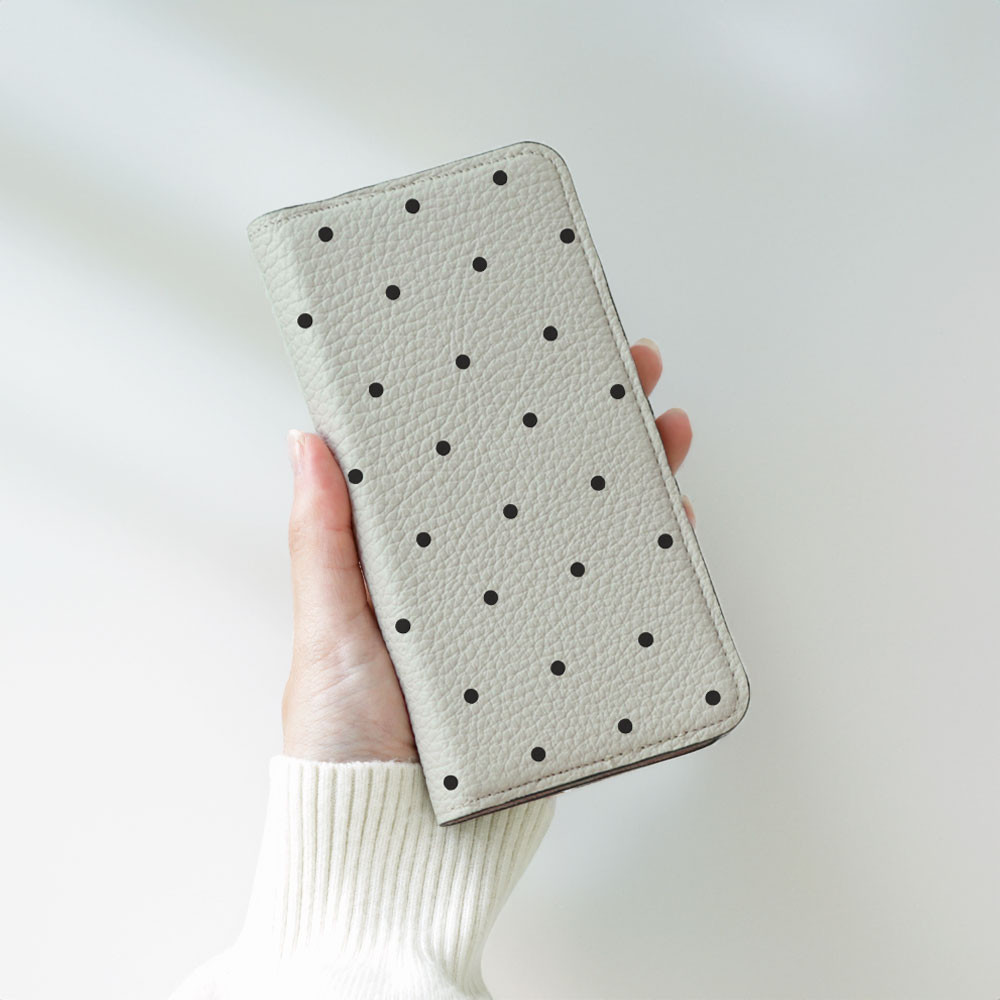 32色　水玉 本革 全機種対応  手帳型スマホケース ポケット Android  iPhone#mm00001074