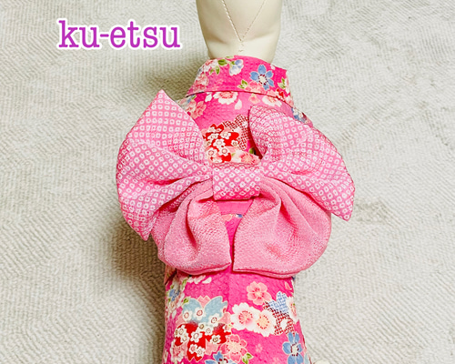 犬服ハンドメイド　文化人形柄正絹　浴衣　m Tambedy 犬 服 着物 春夏 和柄 お祭り チワワ トイプードル