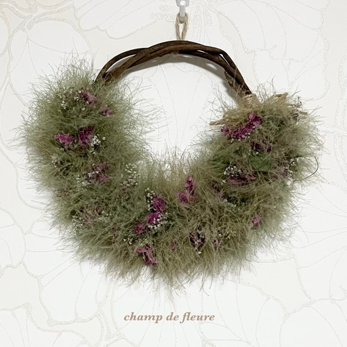 スモークツリーのハーフリース リース 花工房 champ de fleure