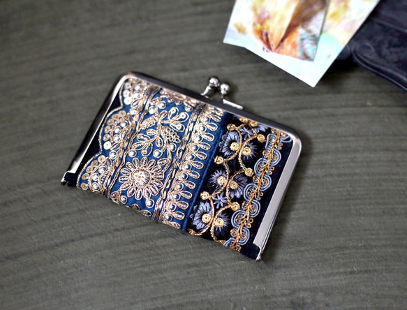 ハンドメイド　がま口カードケース　ニューヨーク柄 がま口カードケース 〈Blue Fantasy〉｜Ki-Yan Stuzio Online