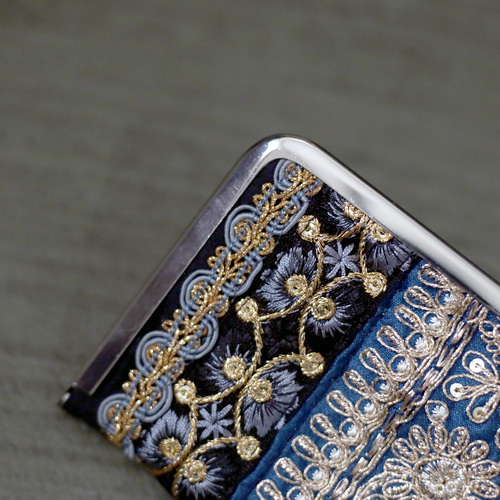 ラスト1点】インドブレードがま口カードケース スパンコール 刺繍