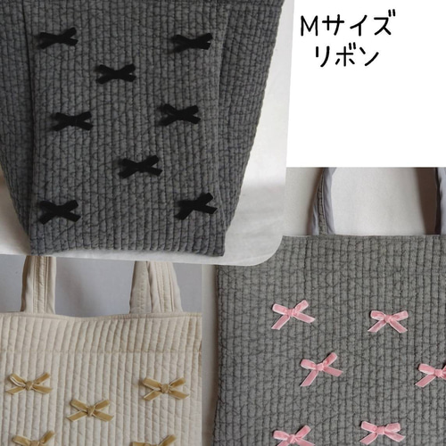 ☆シティトート☆ グレー ベルベットリボン ヌビバッグ トートバッグ
