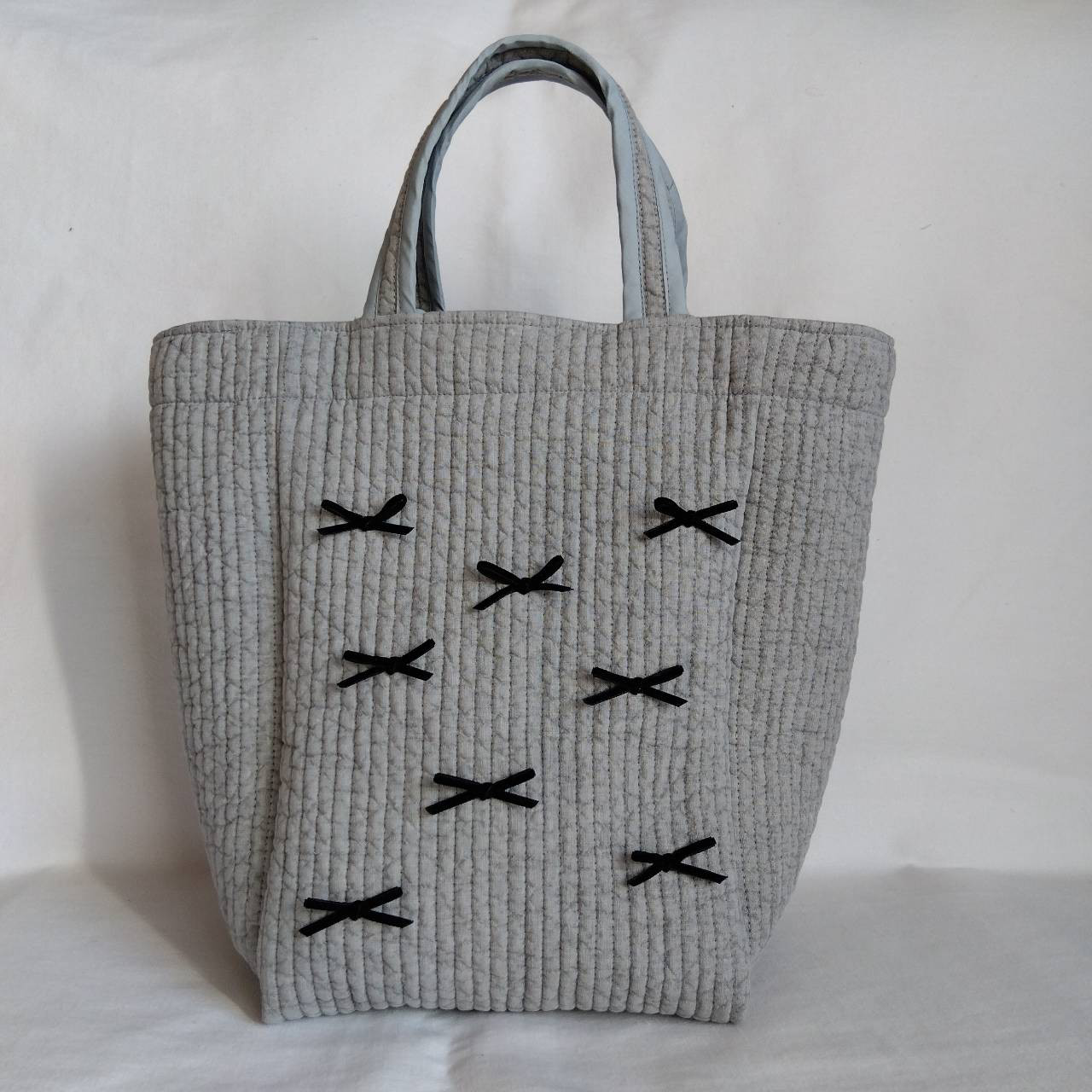 ☆シティトート☆ グレー ベルベットリボン ヌビバッグ