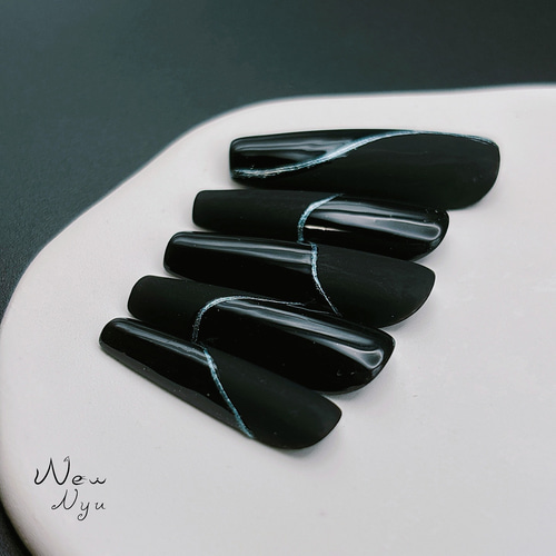 ネイルチップ/クラッシック/アート/シンプル/黒/個性的/かっこいい