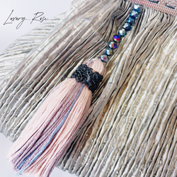 フランス製メタルブラックシルバー変わり織りの光沢が気品漂う特大タッセル　 がま口バッグ　クラッチ　ミニバッグ　フォーマル 10枚目の画像