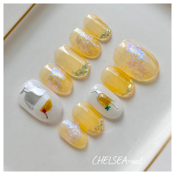 フロートシアーネイル(イエロー) ネイルチップ（つけ爪