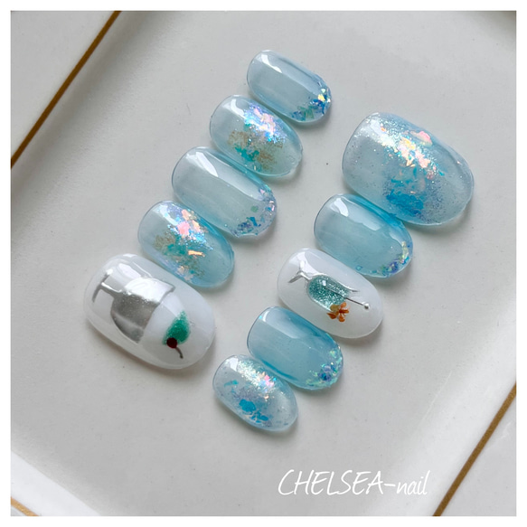 フロートシアーネイル(ブルー) ネイルチップ（つけ爪） CHELSEA