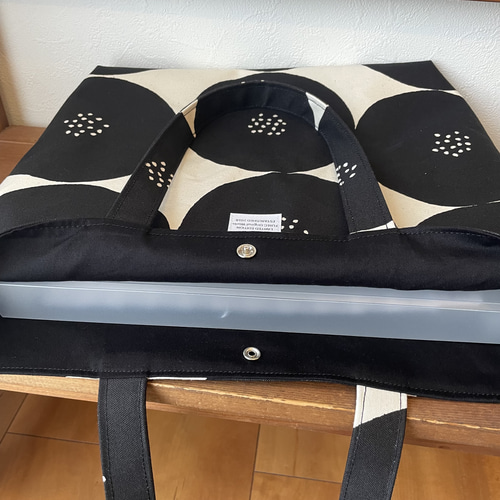 9.5号帆布 あんぱん柄ブラック【Mサイズ】肩がけトートバッグ トート