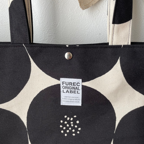 9.5号帆布 あんぱん柄ブラック【Mサイズ】肩がけトートバッグ トート