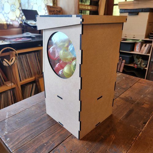 木製カプセルマシーン＋カプセル10個 木製カプセルマシーン