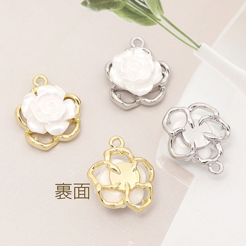 M13581-G 6個 立体バラチャーム 薔薇樹脂チャーム ローズチャーム  