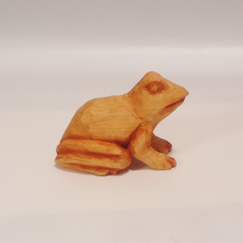木彫刻 アート『 蛙 』カエル かえる 動物 両生類 芸術 アート 手彫り