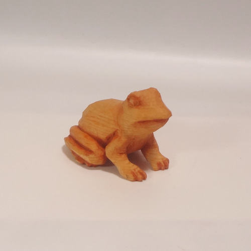 木彫刻 アート『 蛙 』カエル かえる 動物 両生類 芸術 アート 手彫り