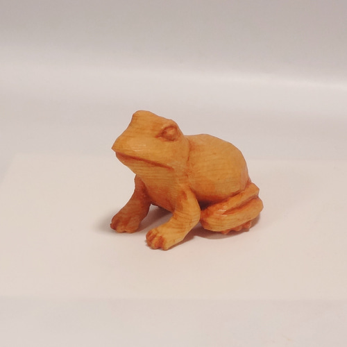 木彫刻 アート『 蛙 』カエル かえる 動物 両生類 芸術 アート 手彫り